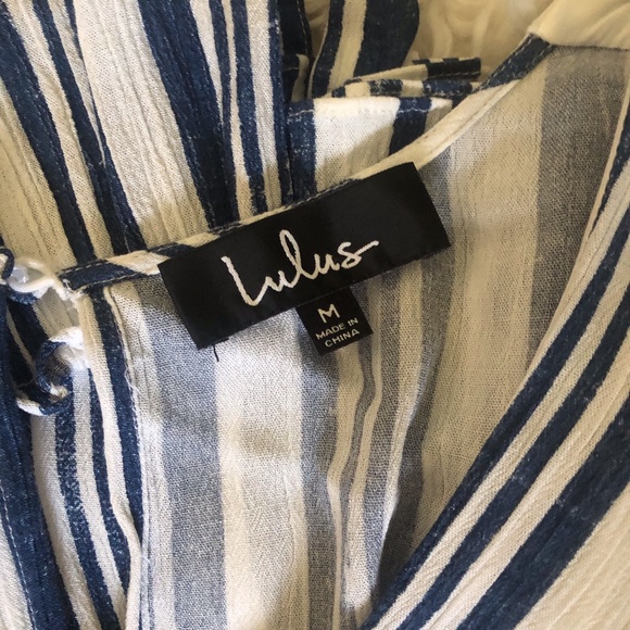 { Lulus } Blue Striped Ruffle Dress - Picture 4 of 6